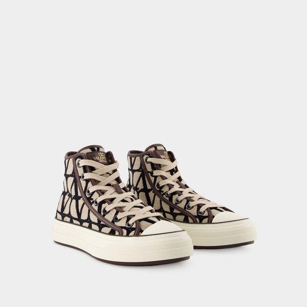 Sneakers Toile Iconographe - Valentino Garavani - Cuir - Multi