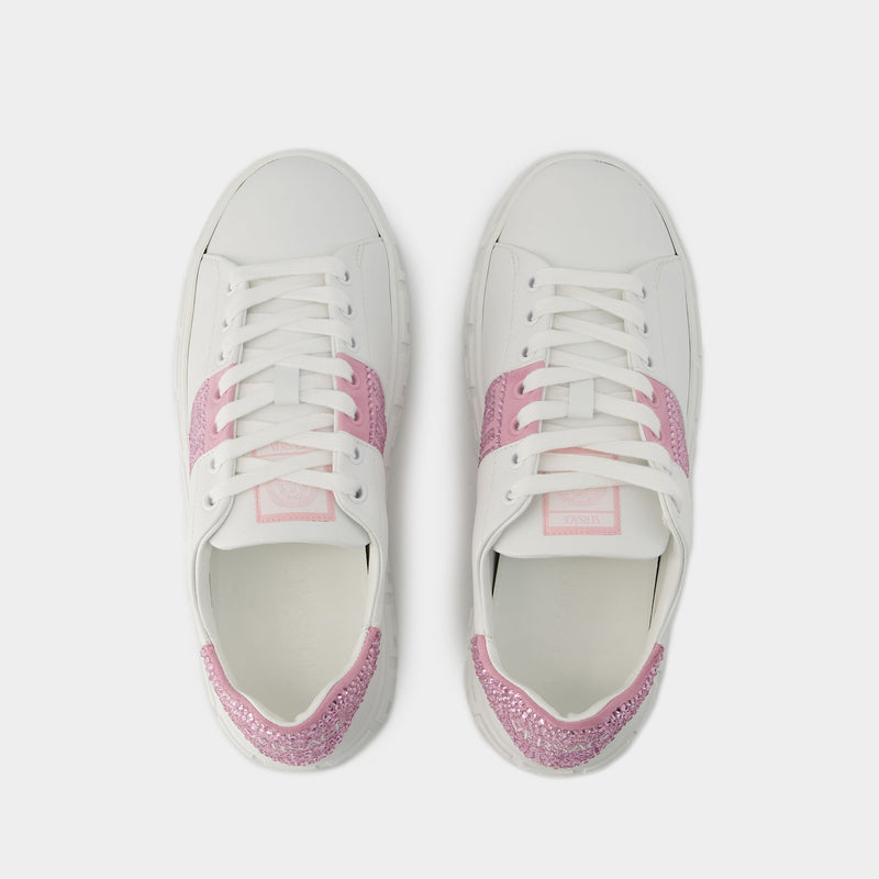 Sneakers La Greca - Versace - Cuir - Blanc/Rose