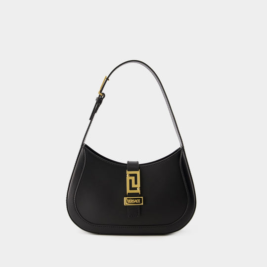 Sac Hobo Small Greca Goddess - Versace - Cuir - Noir