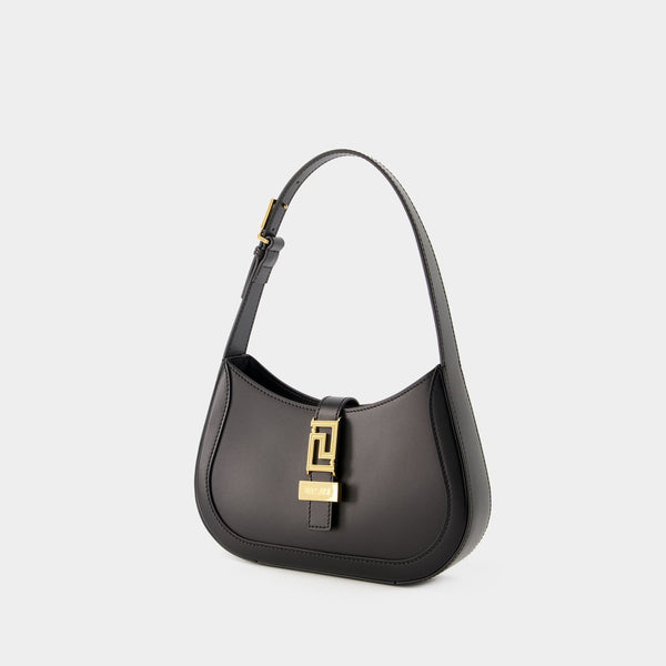 Sac Hobo Small Greca Goddess - Versace - Cuir - Noir