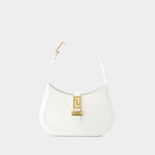 Sac Hobo Small Greca Goddess - Versace - Cuir - Blanc