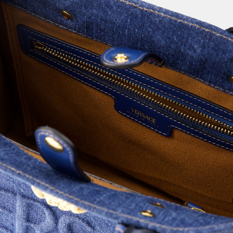 Tote Bag Small La Medusa - Versace - Coton - Bleu Marine