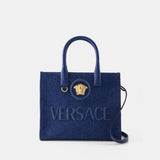 Tote Bag Small La Medusa - Versace - Coton - Bleu Marine