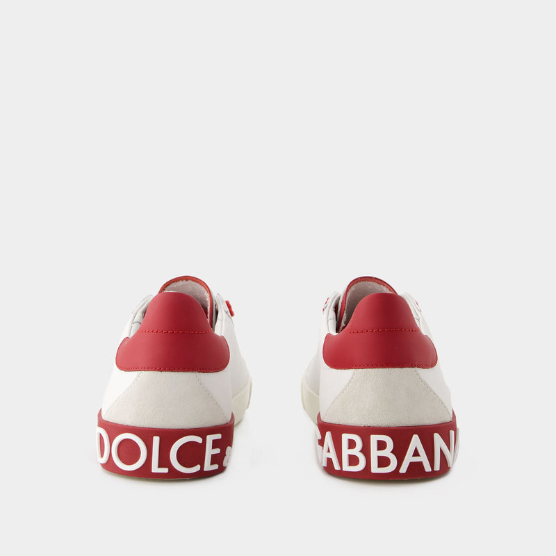 Sneakers Portofino - Dolce&Gabbana - Cuir - Blanc/Rouge