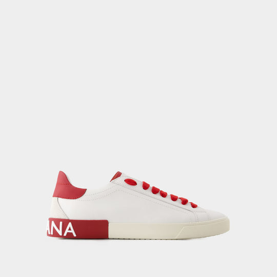 Sneakers Portofino - Dolce&Gabbana - Cuir - Blanc/Rouge