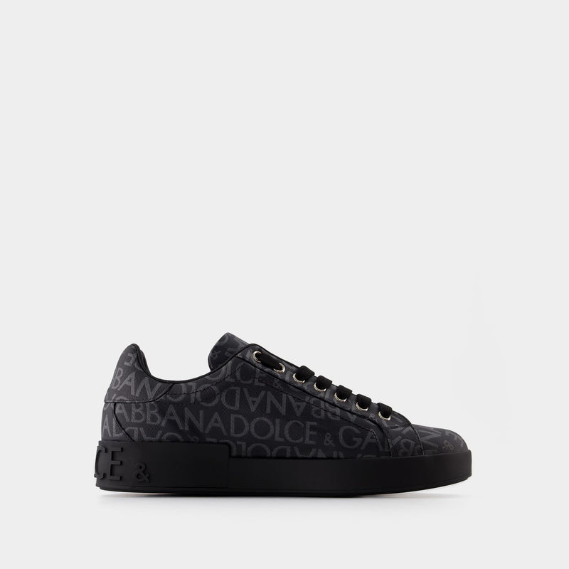 Sneakers Logo Spalmato - Dolce&Gabbana - Toile - Noir