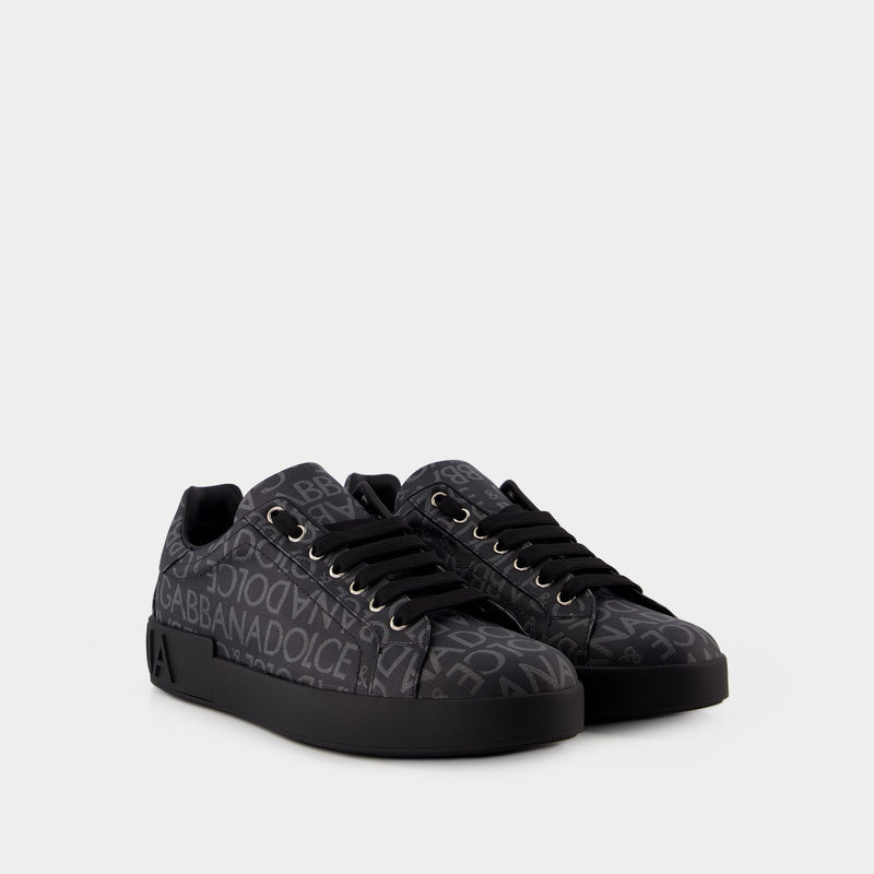 Sneakers Logo Spalmato - Dolce&Gabbana - Toile - Noir