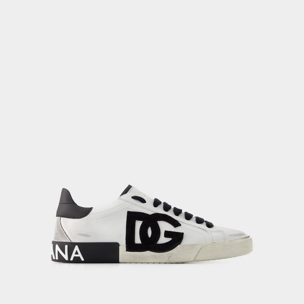 Sneakers Portofino - Dolce&Gabbana - Cuir - Noir/Blanc