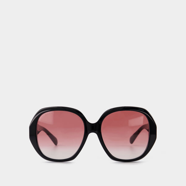 Lunettes de Soleil en Acétate Noir/Rouge