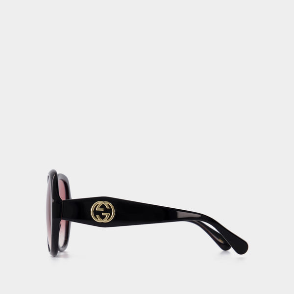 Lunettes de Soleil en Acétate Noir/Rouge