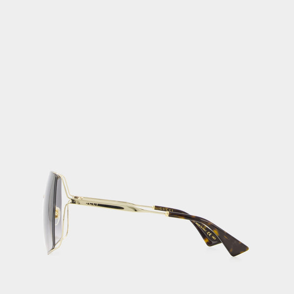 Lunettes de Soleil en Métal Doré/Gris