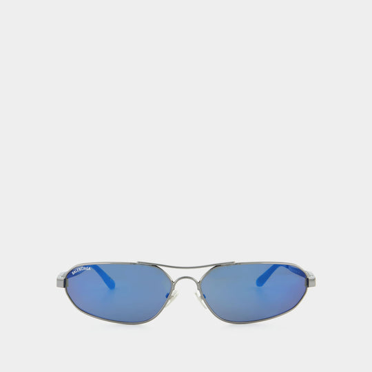 Lunettes De Soleil - Balenciaga - Métal - Ruthenium/Bleu