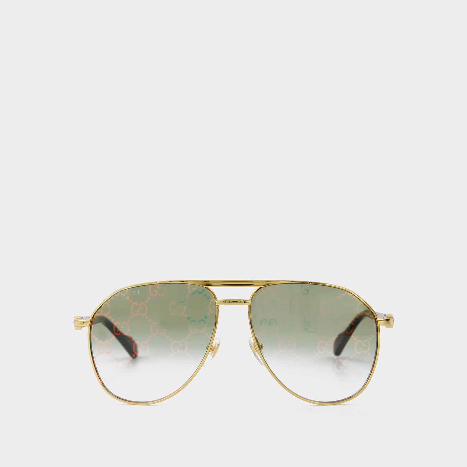 Lunettes De Soleil Gucci Métal Doré/Vert