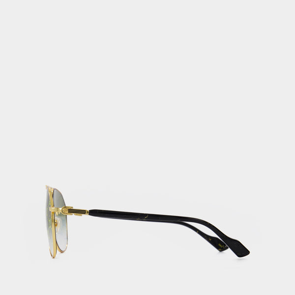 Lunettes De Soleil - Gucci - Métal - Doré/Vert