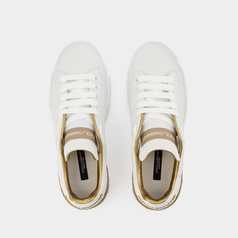 Sneakers Portofino - Dolce & Gabbana - Cuir - Gold Dust