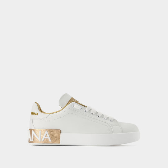 Sneakers Portofino - Dolce & Gabbana - Cuir - Gold Dust
