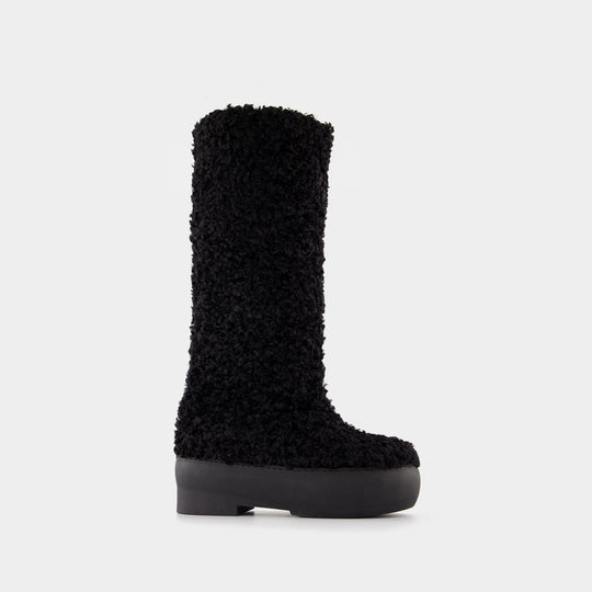 Bottines Tall Eco Shearling Chunky Sole en Poly Noir