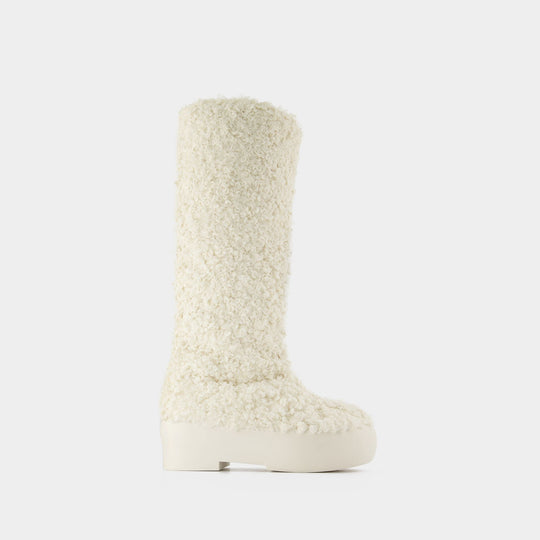 Bottines Tall Eco Shearling Chunky Sole en Poly Ivoire