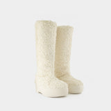 Bottines Tall Eco Shearling Chunky Sole en Poly Ivoire