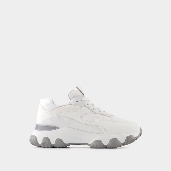 Baskets Hyperactive Allacciato en Cuir Blanc
