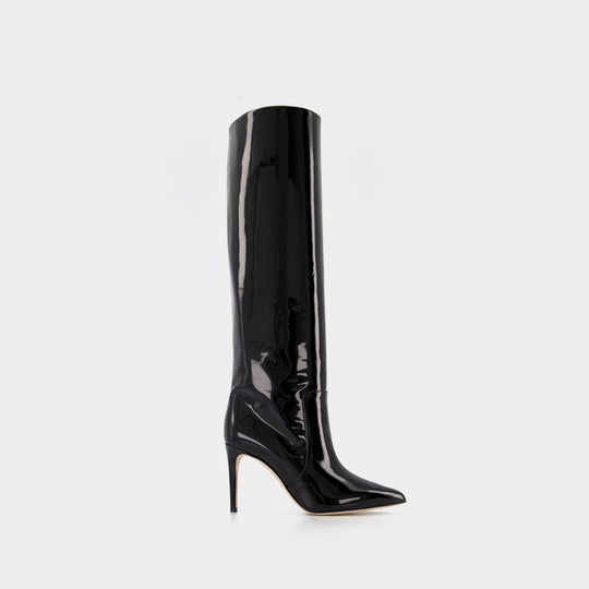 Bottes Stiletto 85 en Cuir Verni Noir