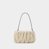 Sac Bean Shearling Convertible en Cuir Beige