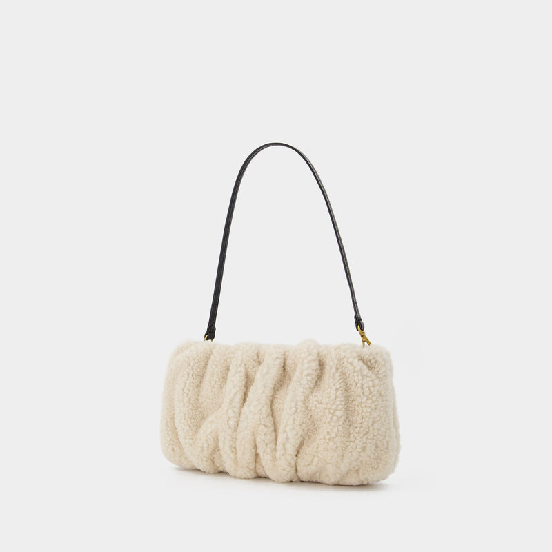 Sac Bean Shearling Convertible en Cuir Beige