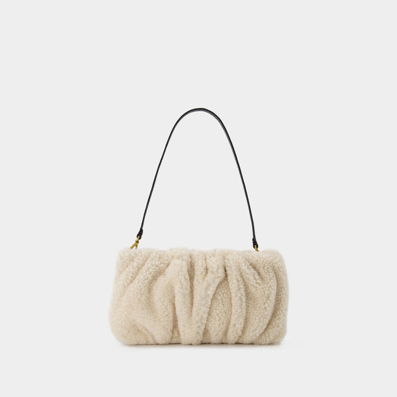 Sac Bean Shearling Convertible en Cuir Beige