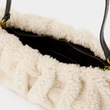 Sac Bean Shearling Convertible en Cuir Beige