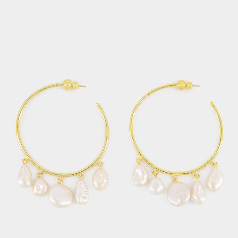 Boucles d'Oreilles Elka en Laiton Doré/Perle