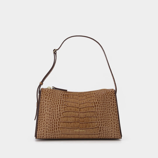 Sac Prism en Cuir Embossé Croco Marron