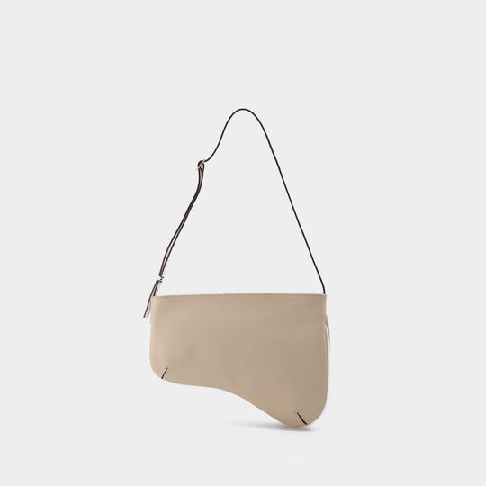 Sac Curve en Cuir Ivoire et Blanc
