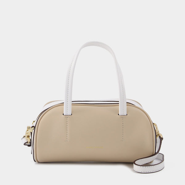 Sac Hourglass Bowling en Cuir Ivoire et Blanc