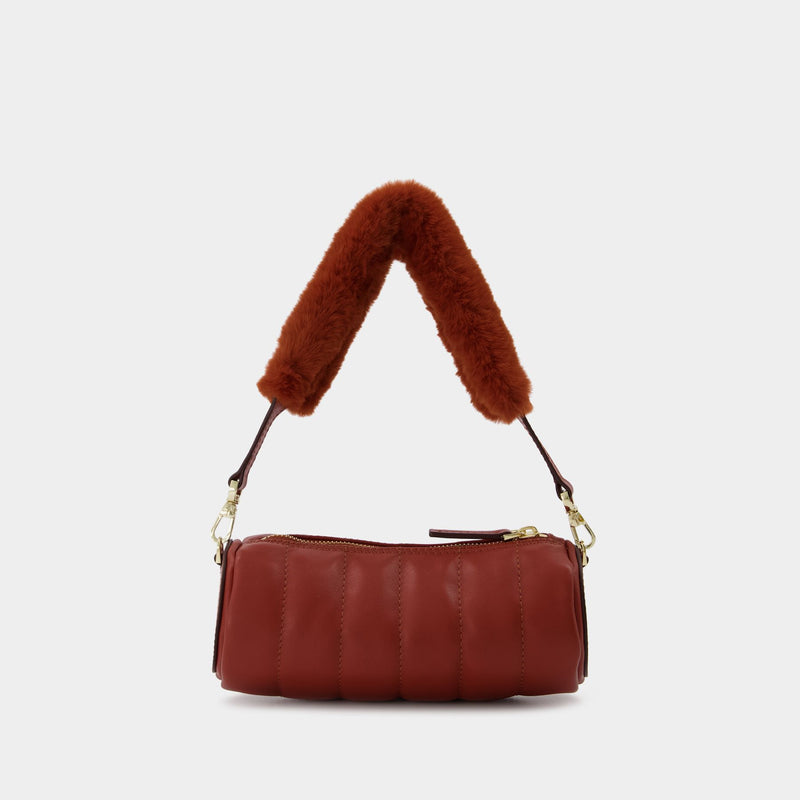 Sac Mini Padded Cylinder en Cuir/Fausse Fourrure Rouge