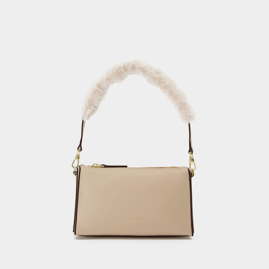 Sac Mini Prism en Cuir/Fausse Fourrure Beige