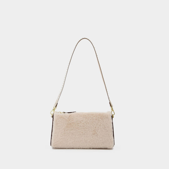 Sac Mini Prism en Cuir/Fausse Forrure Ivoire