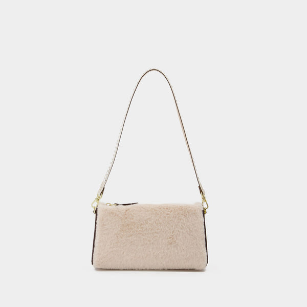 Sac Mini Prism en Cuir/Fausse Forrure Ivoire