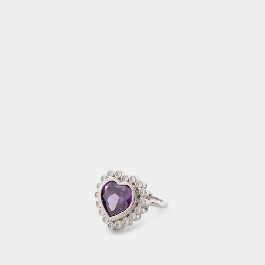Bague N-Dia Heart 3 en Violet/Argent Plaqué Rhodium