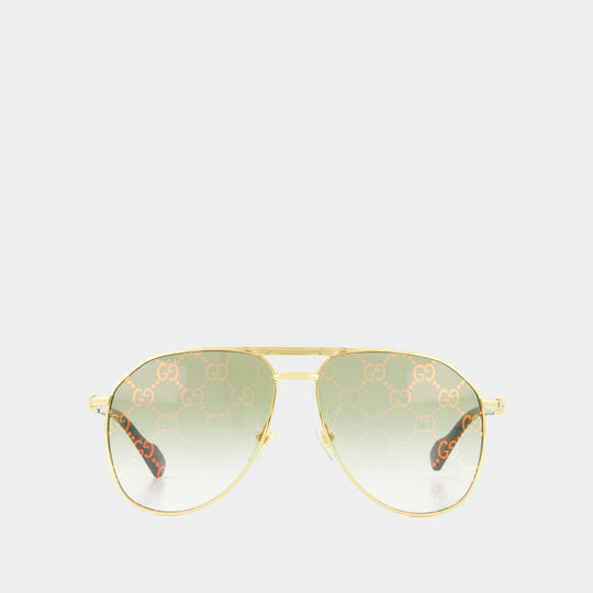 Lunettes De Soleil - Gucci - Doré/Vert