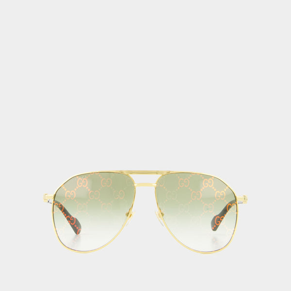Lunettes De Soleil - Gucci - Doré/Vert
