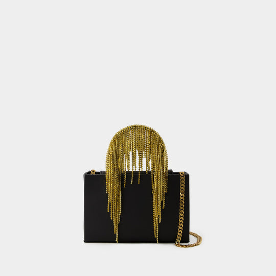 Sac À Main Midi Crystal Fringe - Kara - Cuir - Noir/Doré