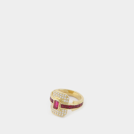 Bague Shield en or 18 ct, rubis et diamants