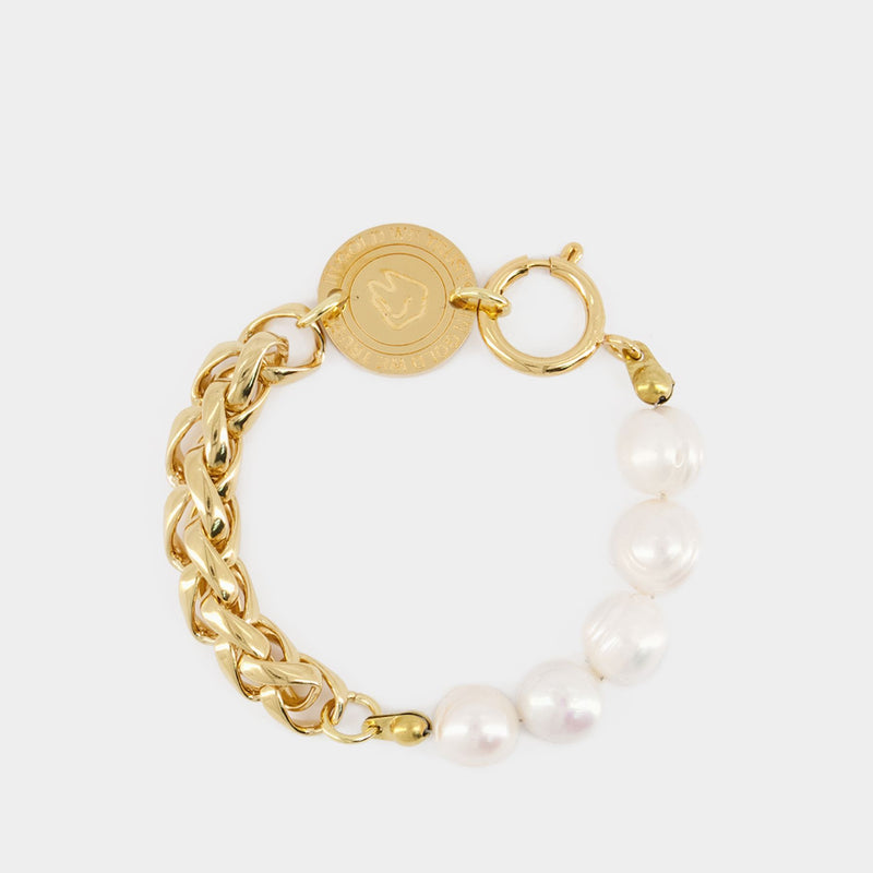 Bracelet Round & Pearls - In Gold We Trust - Laiton - Doré