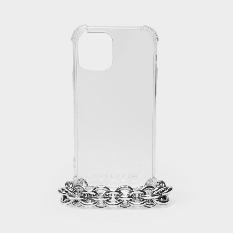 Coque pour iPhone 12 en TPU et Aluminium Argent avec Chaine Courte