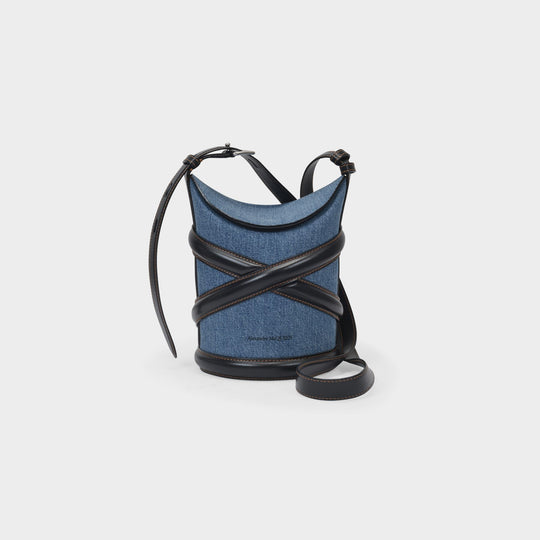 Sac Hobo The Curve - Alexander Mcqueen - Coton - Denim/Noir