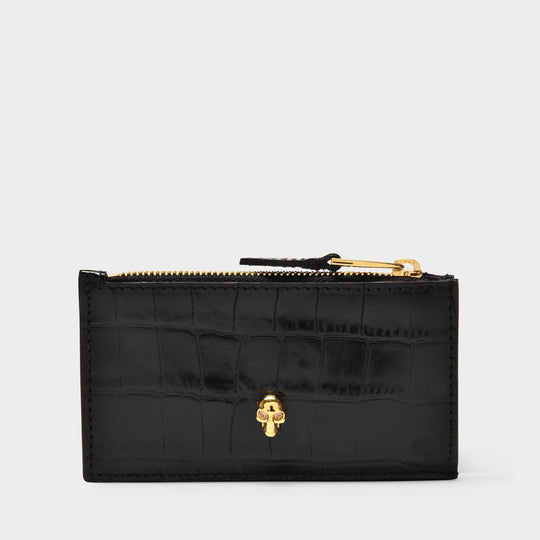 Portefeuille Small Zip Pouch W/Cc - Alexander Mcqueen - Cuir - Noir