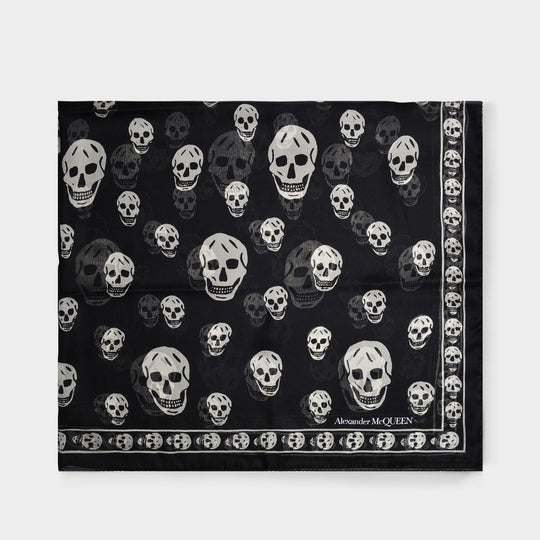 Écharpe Ca Skull 104X120 - Alexander Mcqueen - Laine - Noir/Ivoire