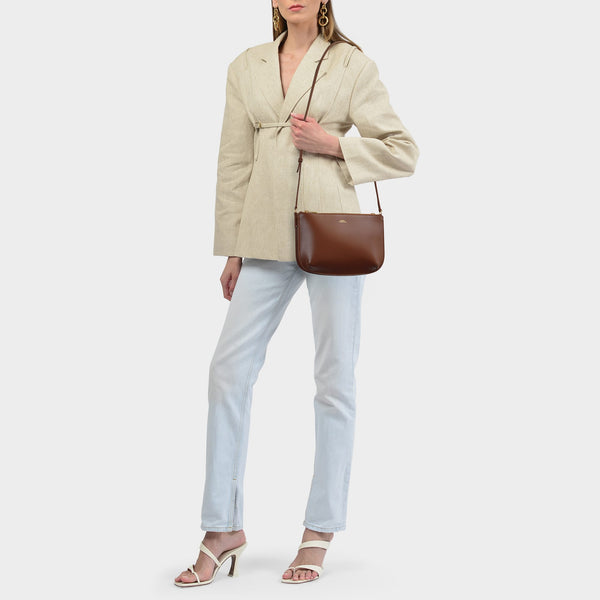 Sac Sarah en Cuir Lisse Noisette