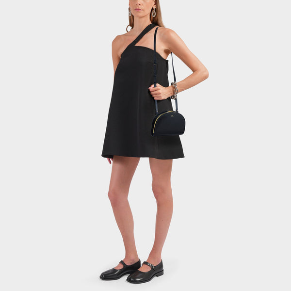 Pochette Demi-Lune en Cuir Noir
