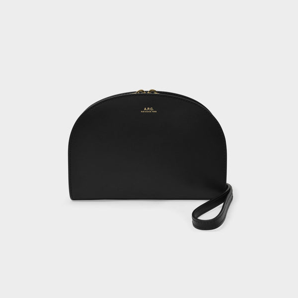 Pochette Demi-Lune en Cuir Noir